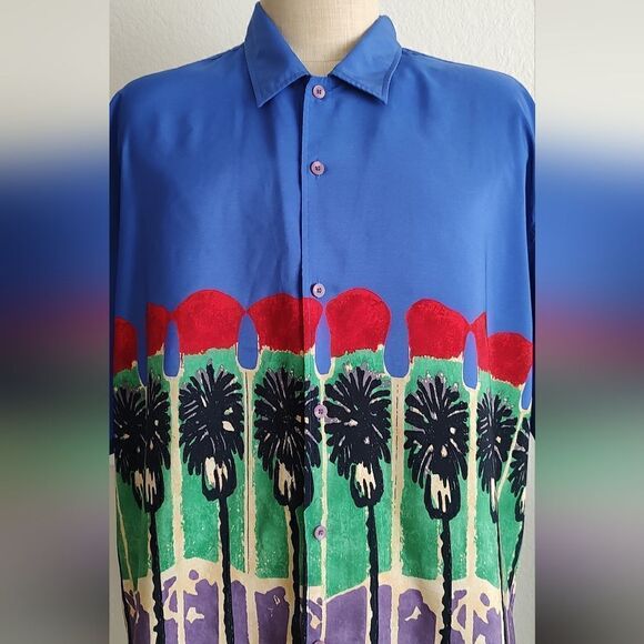 Rare Pelle Pelle Marc Buchanan Vintage Palm Tree Button Down Shirt Size XXL - Picture 6 of 7